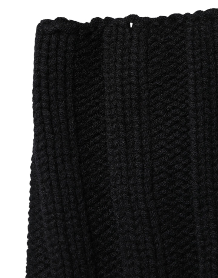 Black Cashmere Knitted Neck Warmer Foulard Scarf