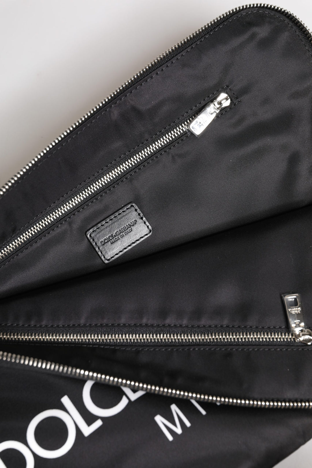 Black DG Milano Print Nylon Pouch Clutch Bag