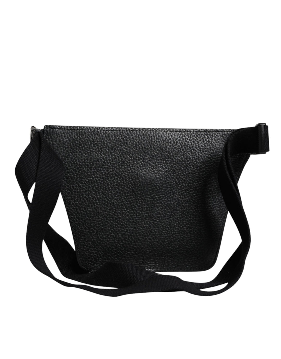 Black Calfskin Logo Plaque Belt Waist Men Fanny Pack Bag