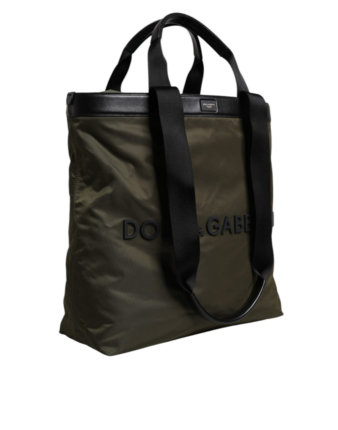 Military Green Nylon Shoulder Strap Tote Bag