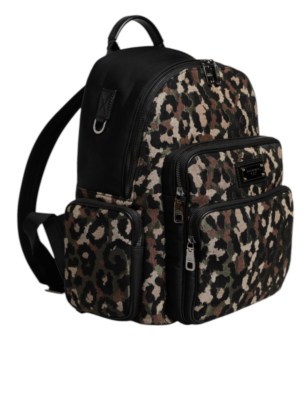 Multicolor Leopard Print DG Logo Plaque Men Backpack Bag