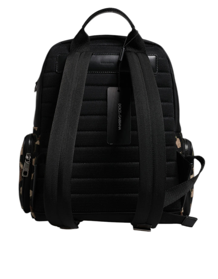 Multicolor Leopard Print DG Logo Plaque Men Backpack Bag