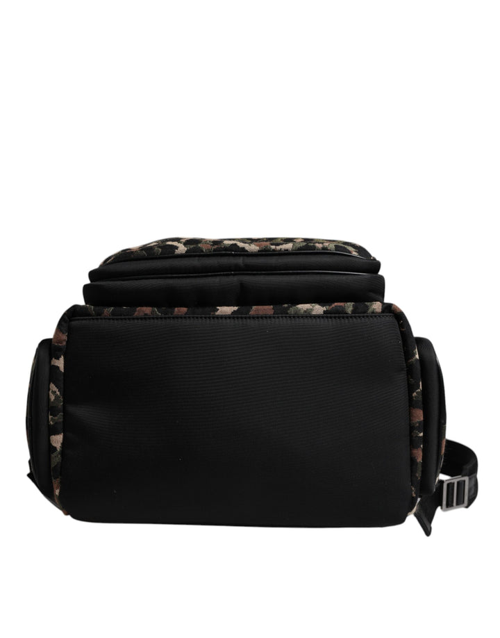 Multicolor Leopard Print DG Logo Plaque Men Backpack Bag