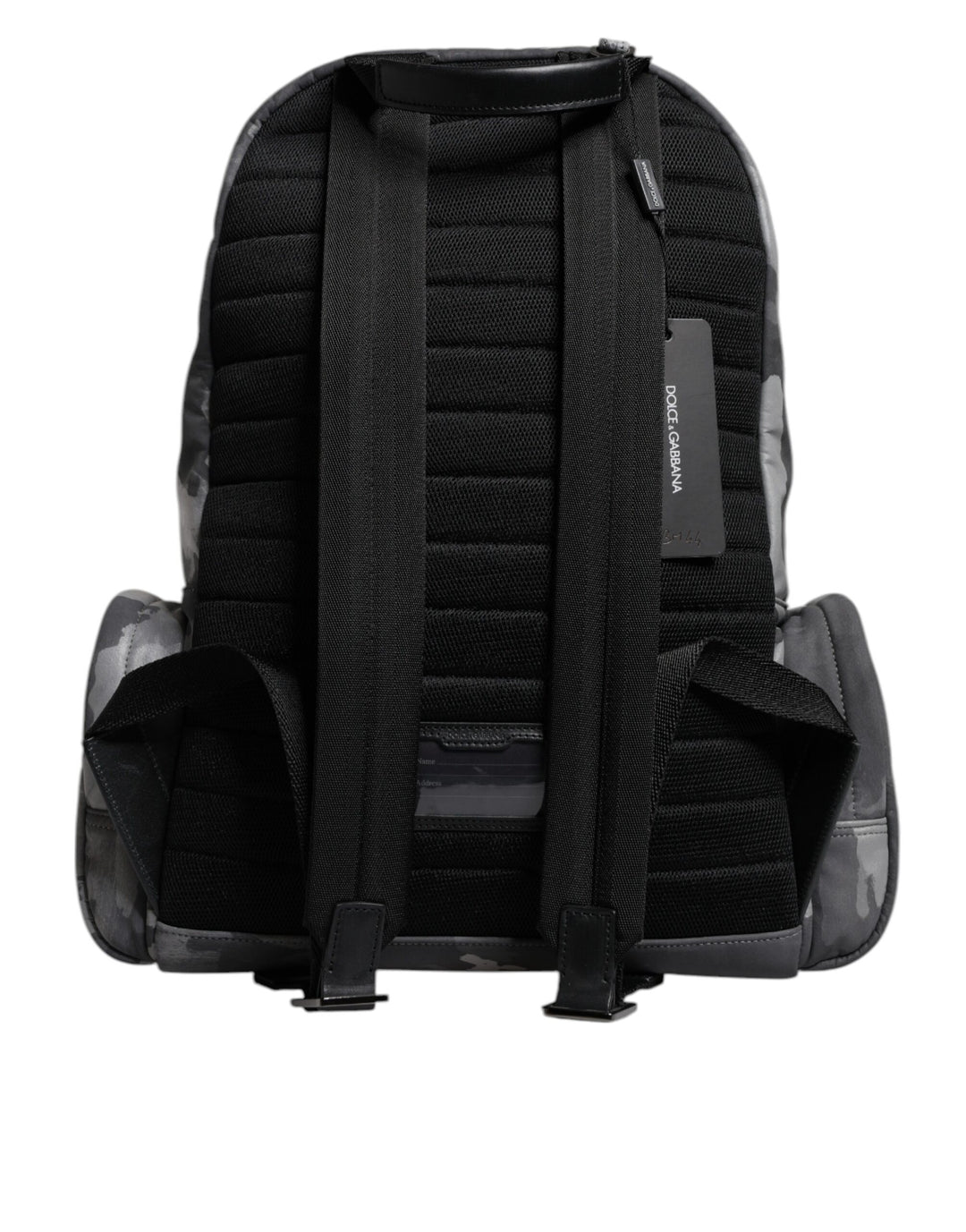 Gray Cotton Camouflage Logo Plaque Backpack Bag