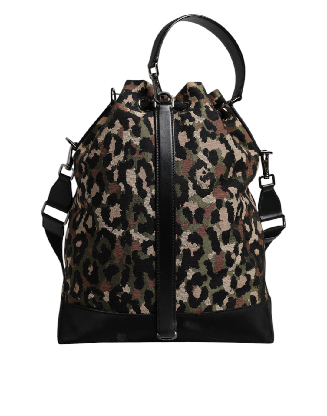 Multicolor Leopard Cotton Shoulder Bucket Bag