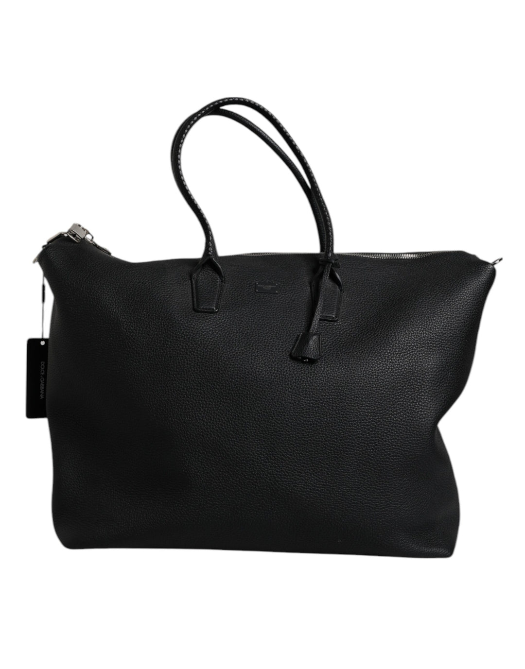 Black Calfskin Leather Hand Shoulder Duffle Bag