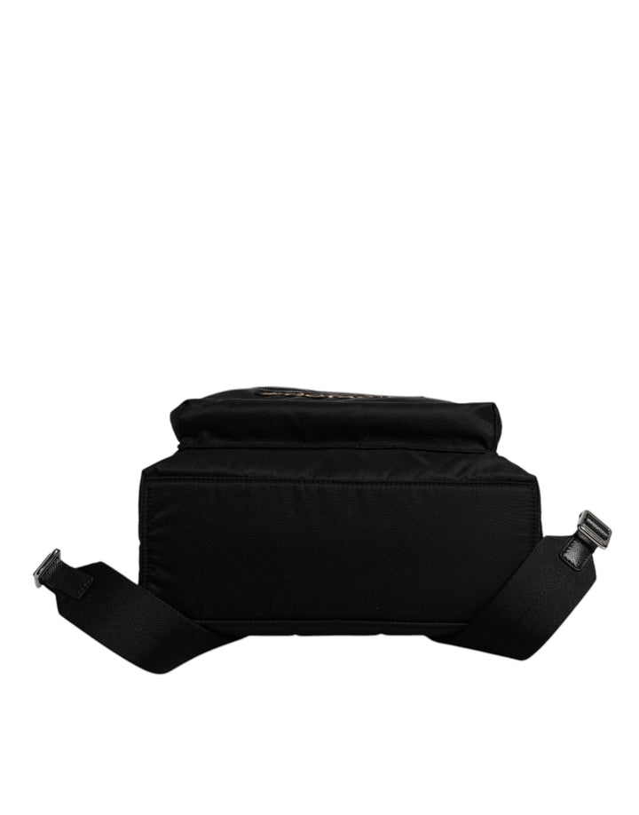 Black Nylon #DGFAMILY Embellished Backpack VULCANO Bag