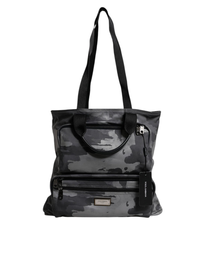 Black Camouflage Shoulder Strap Logo Plaque Bag