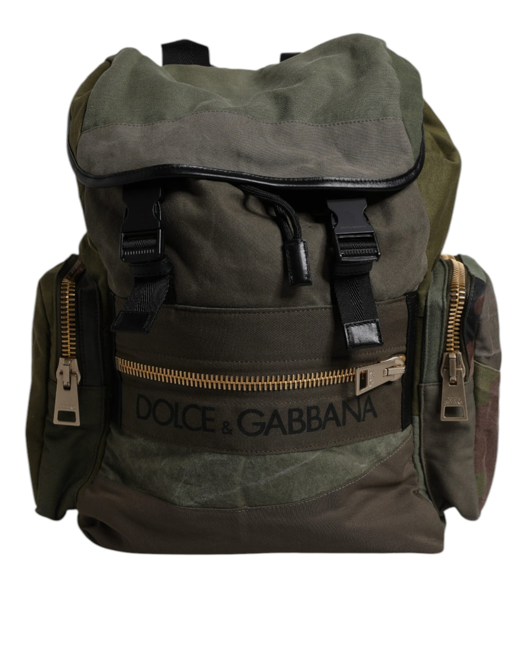 Military Green Patchwork School Backpack Bag