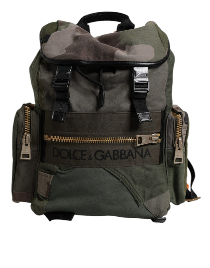 Military Green Patchwork Travel Backpack Bag