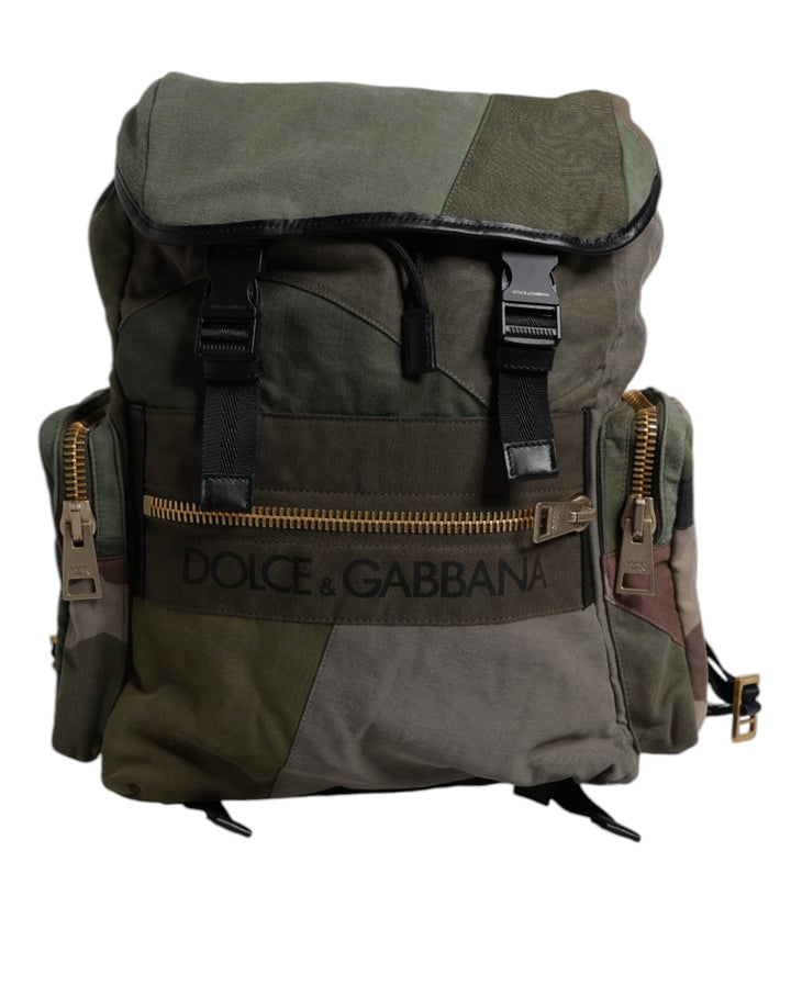 Military Green Patchwork Travel Backpack Bag