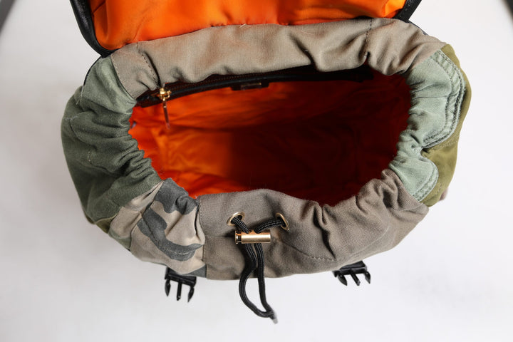 Military Green Patchwork School Backpack Bag