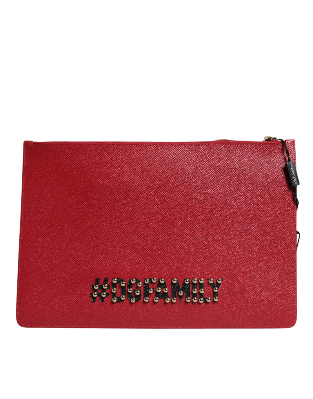 Red #DGFamily Embellished Leather Clutch Bag