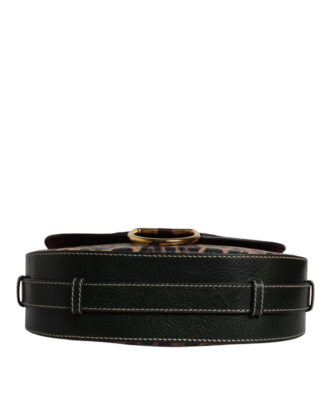 Black Brown Leopard Leather Shoulder Strap Bag