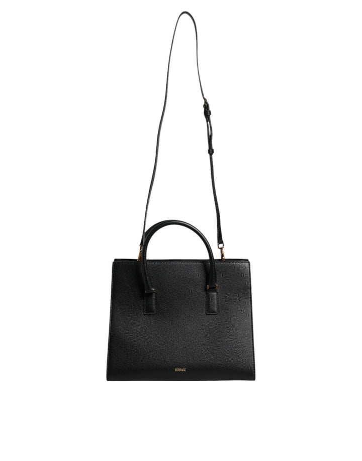 Black Large Leather Top Handle Shoulder Crossbody Bag
