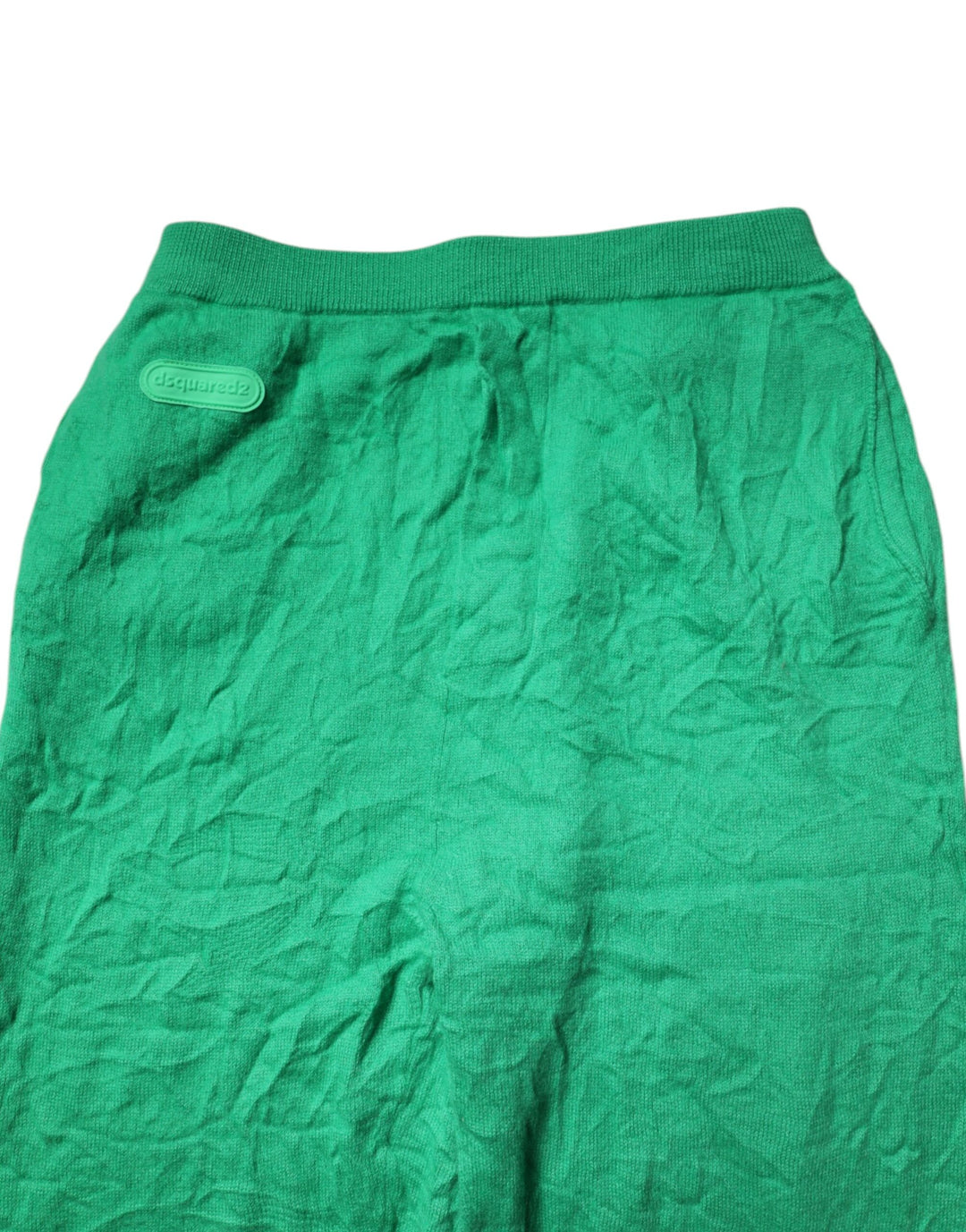 Green Cotton Elastic Waist Men Casual Pants