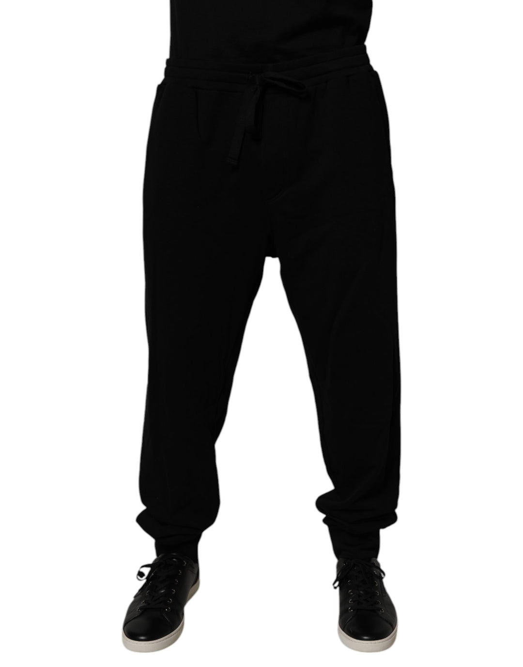 Black Cotton Crown Logo Jogger Pants