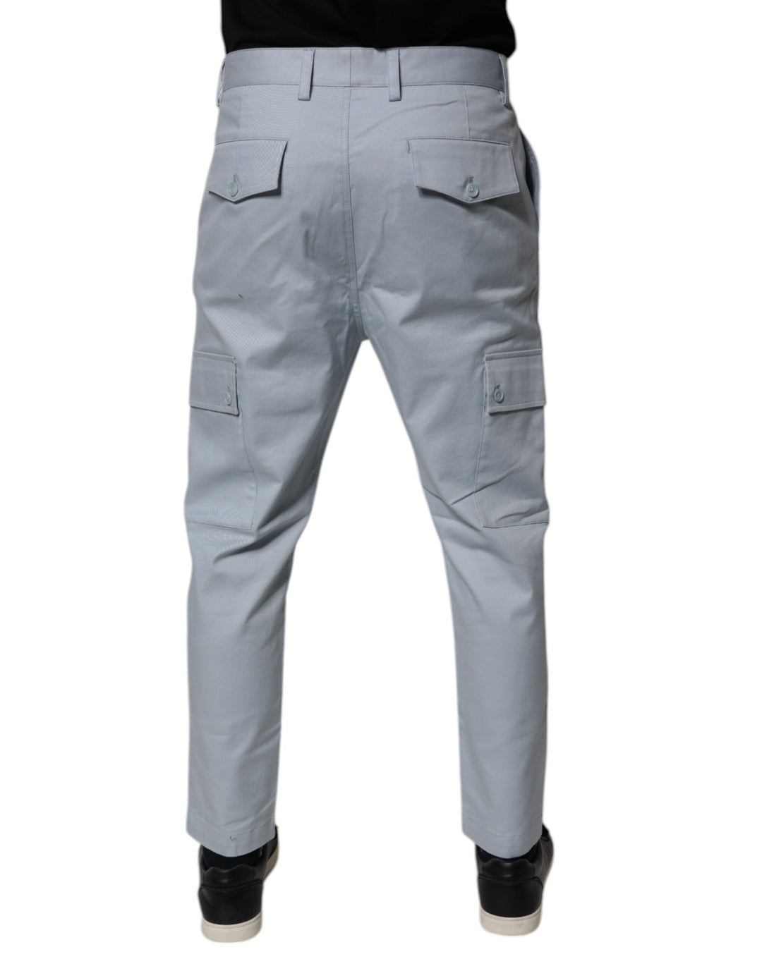 Light Blue Cotton Cargo Tapered Pants