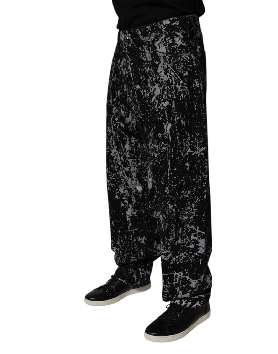 Black Tie Dye Cotton Straight Men Denim Jeans