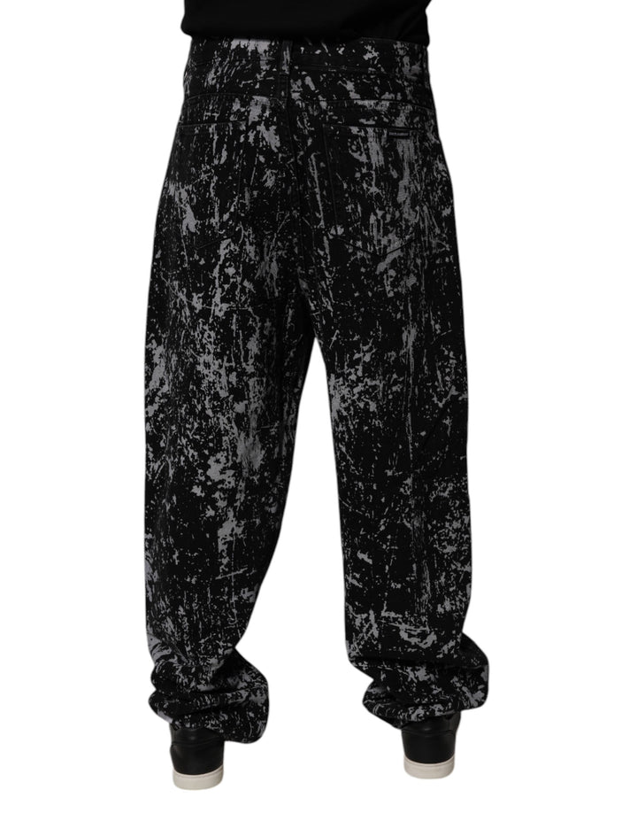 Black Tie Dye Cotton Straight Men Denim Jeans
