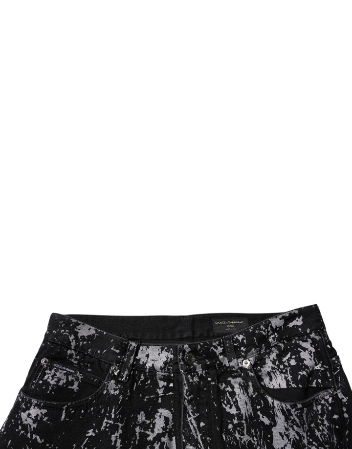 Black Tie Dye Cotton Straight Men Denim Jeans