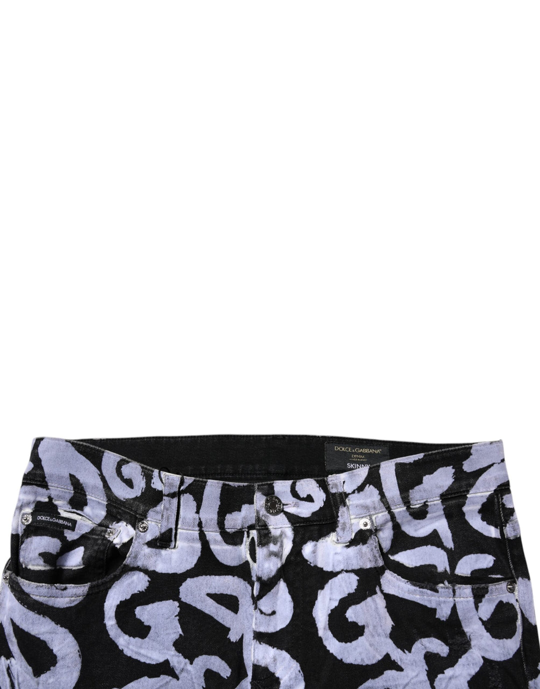 Black Logo Monogram Cotton Skinny Denim Jeans