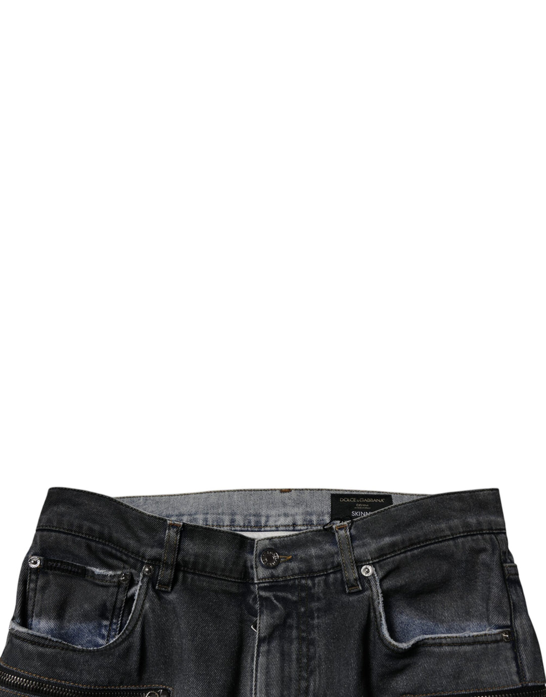 Dark Gray Tattered Cotton Skinny Denim Jeans