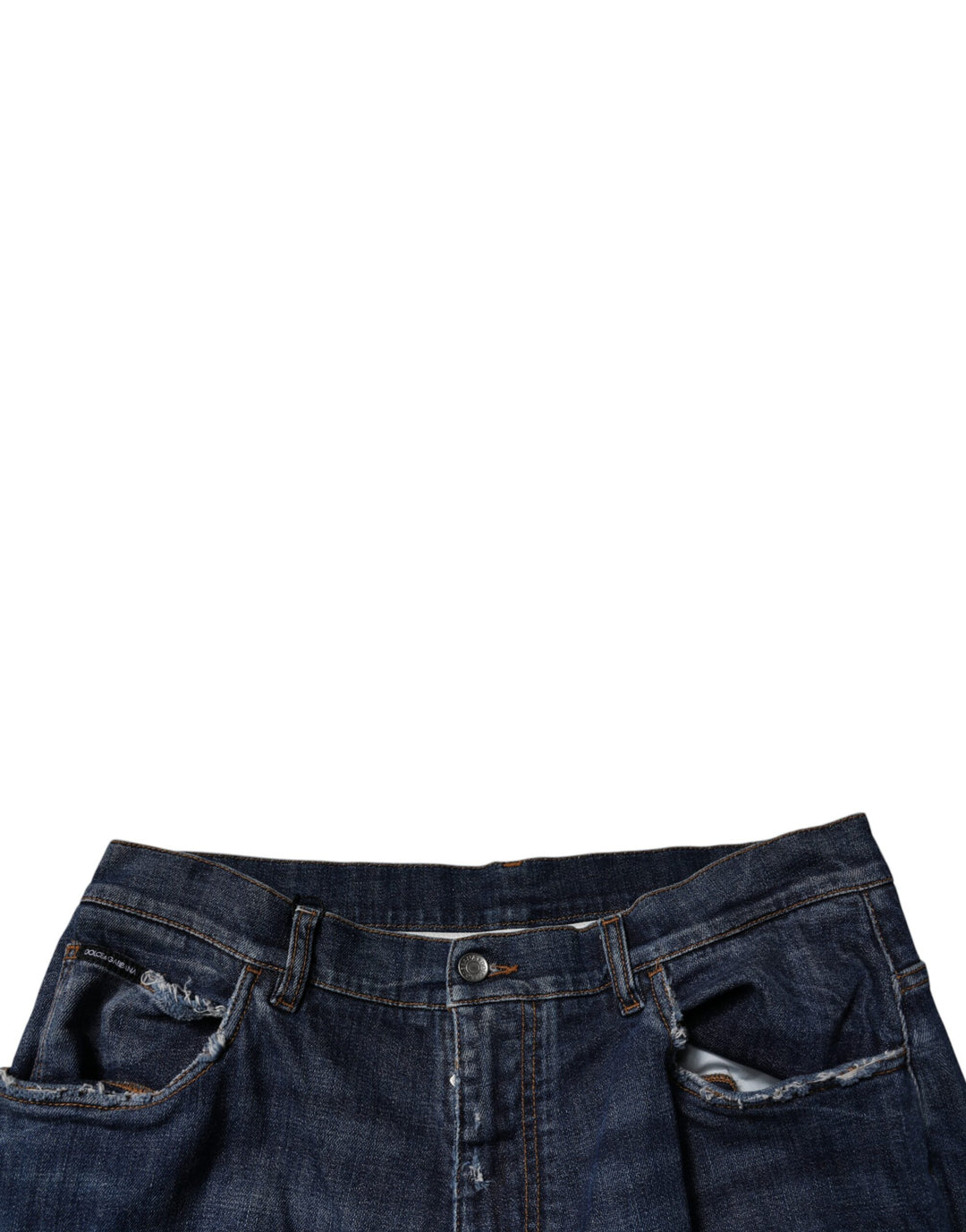 Dark Blue Tattered Wide Leg Men Denim Jeans