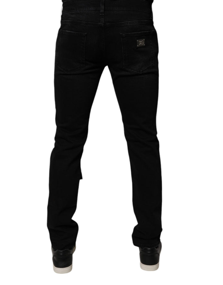 Black Ripped Cotton Skinny Men Denim Jeans