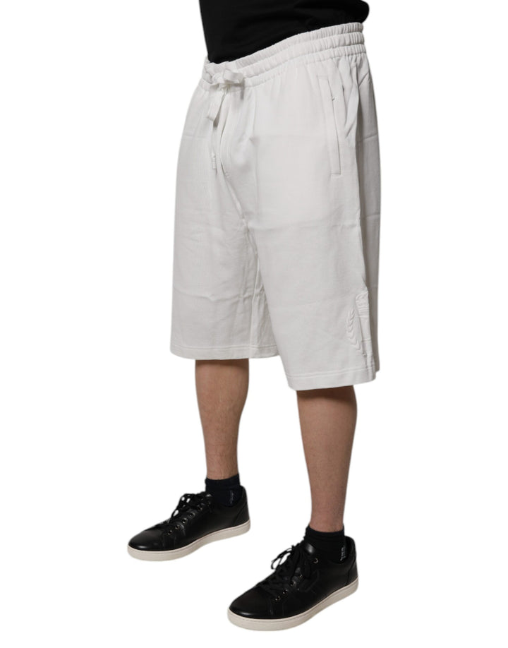White Cotton Sweatshorts Men Bermuda Shorts