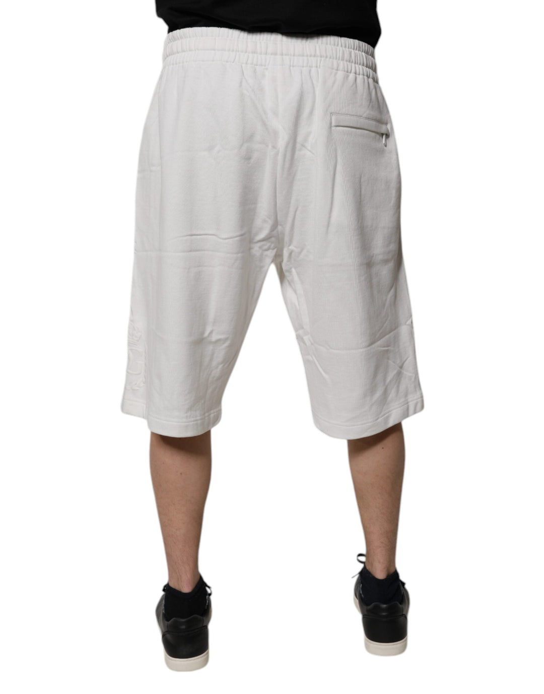 White Cotton Sweatshorts Men Bermuda Shorts