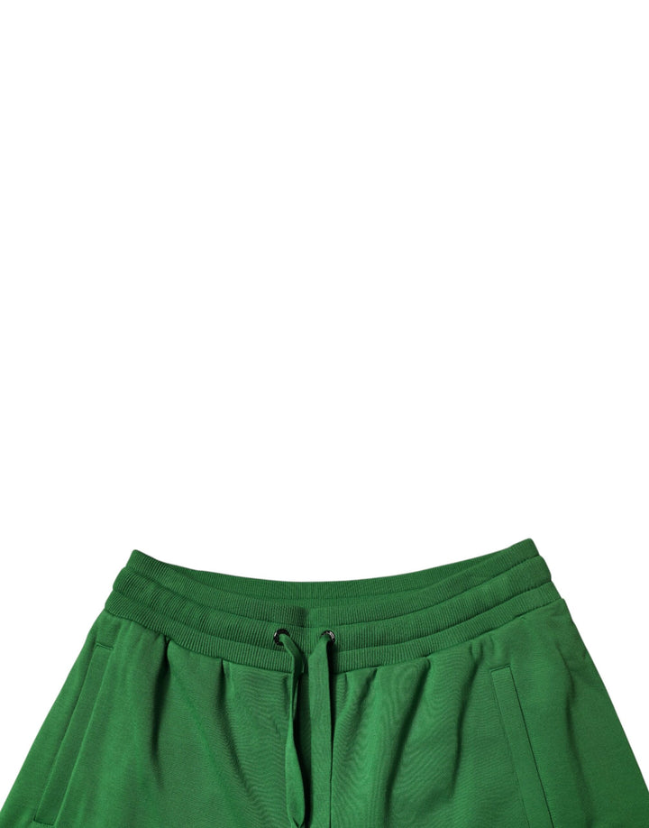 Green Cotton Men Sweatshorts Bermuda Shorts