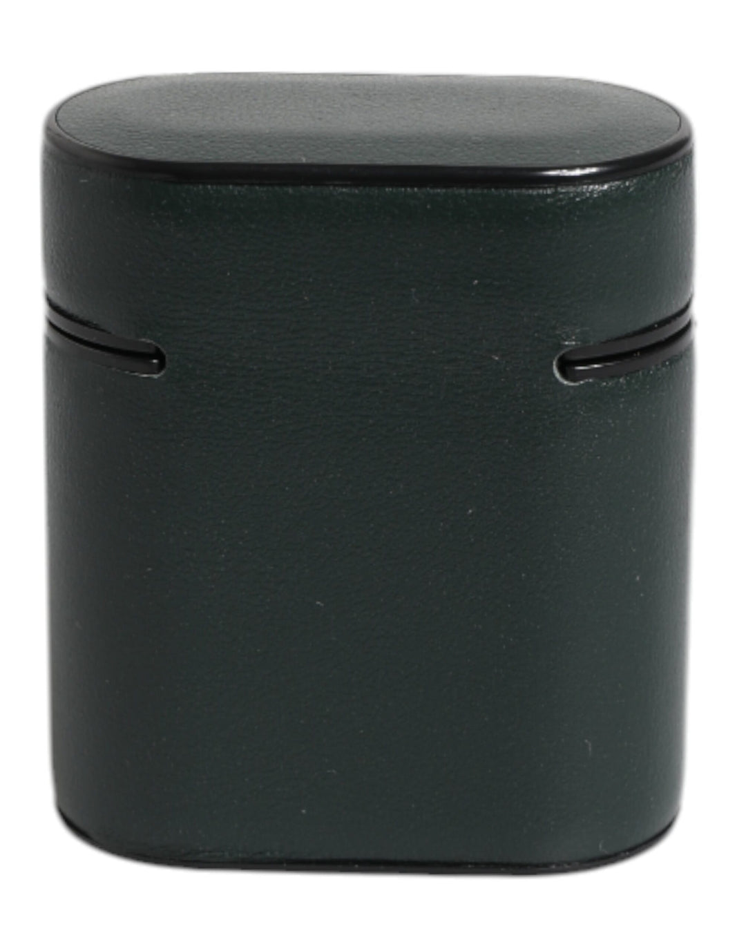 Black Calfskin Leather Logo Print Flip Holder Airpods Case