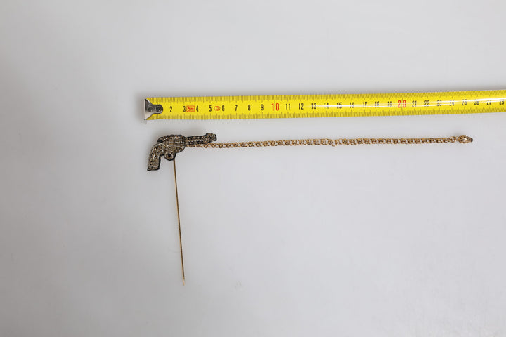 Black Gold Brass Copper Revolver Brooch Lapel Pin