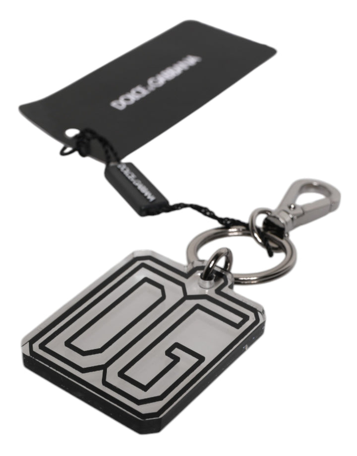 Gray Black DG Rubber Logo Silver Men's Keychain Keyring
