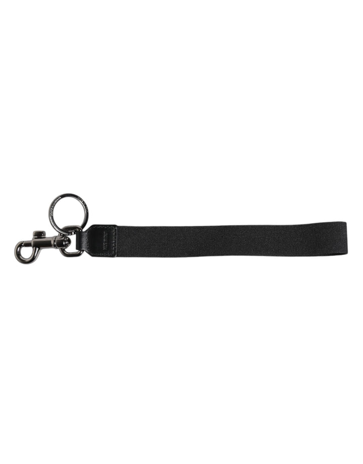 Black Logo Nylon Silver Brass Men Holder Keychain Keyring
