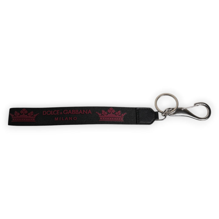 Black Nylon Logo DG Crown Men's Holder Keychain Keyring