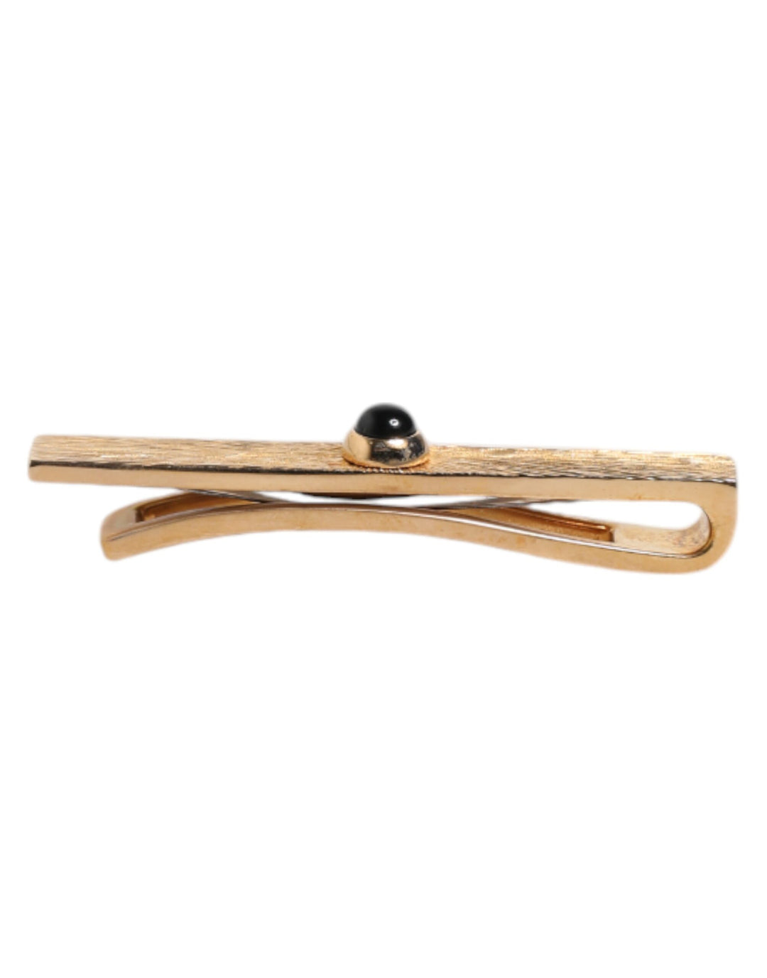 Black Sapphire Gold Tone Brass Tie Clip Bar