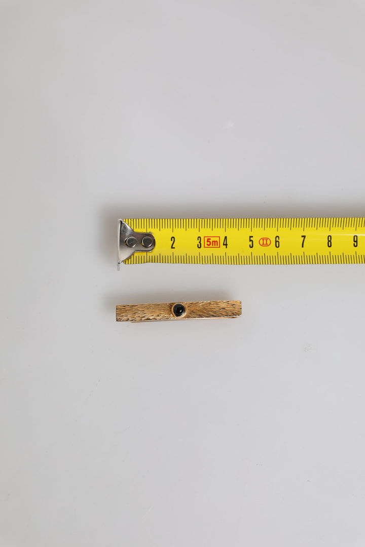 Black Sapphire Gold Tone Brass Tie Clip Bar