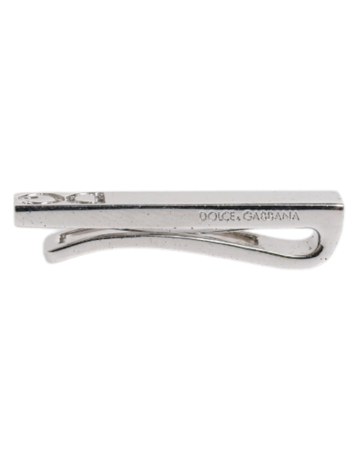 Silver Tone Brass Logo Branded Tie Clip Bar