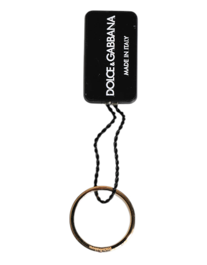 Gold Tone Brass Red Crystal DG Logo Ring