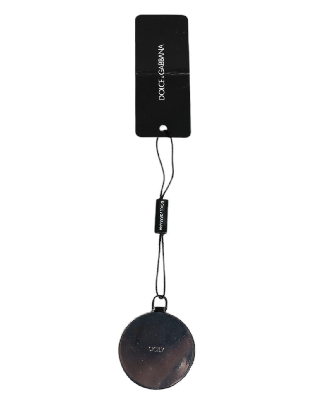 Pink Calfskin Leather Round Logo Hand Mirror Holder