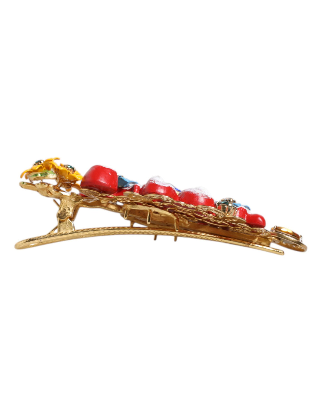 Multicolor Spring CARRETTO Gold Brass Crystal Hair Clip
