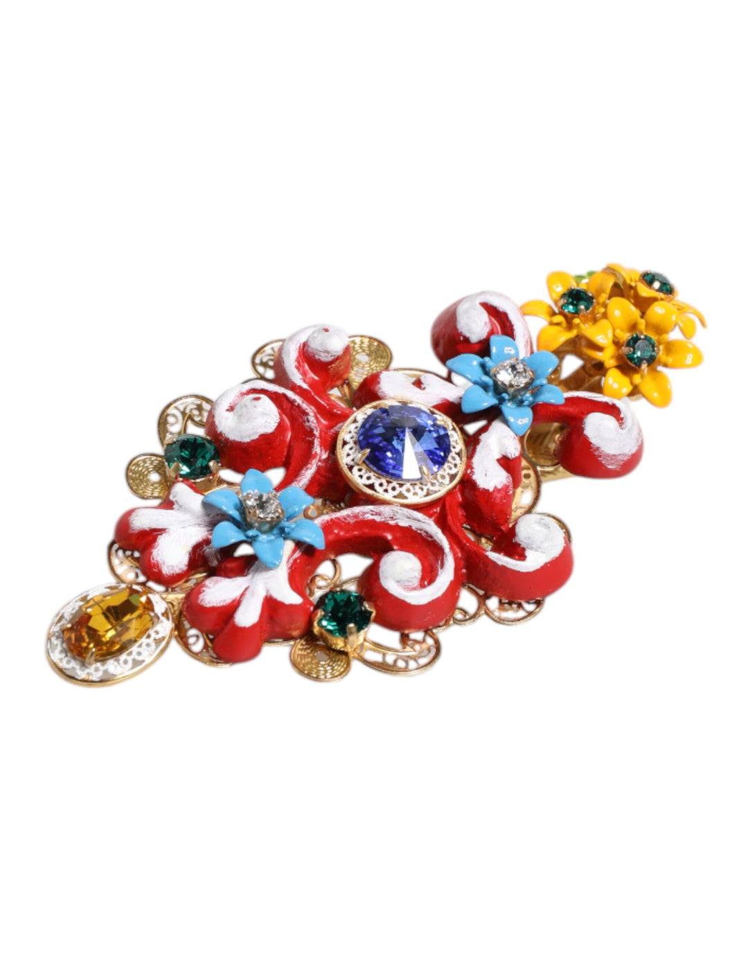 Multicolor Spring CARRETTO Gold Brass Crystal Hair Clip