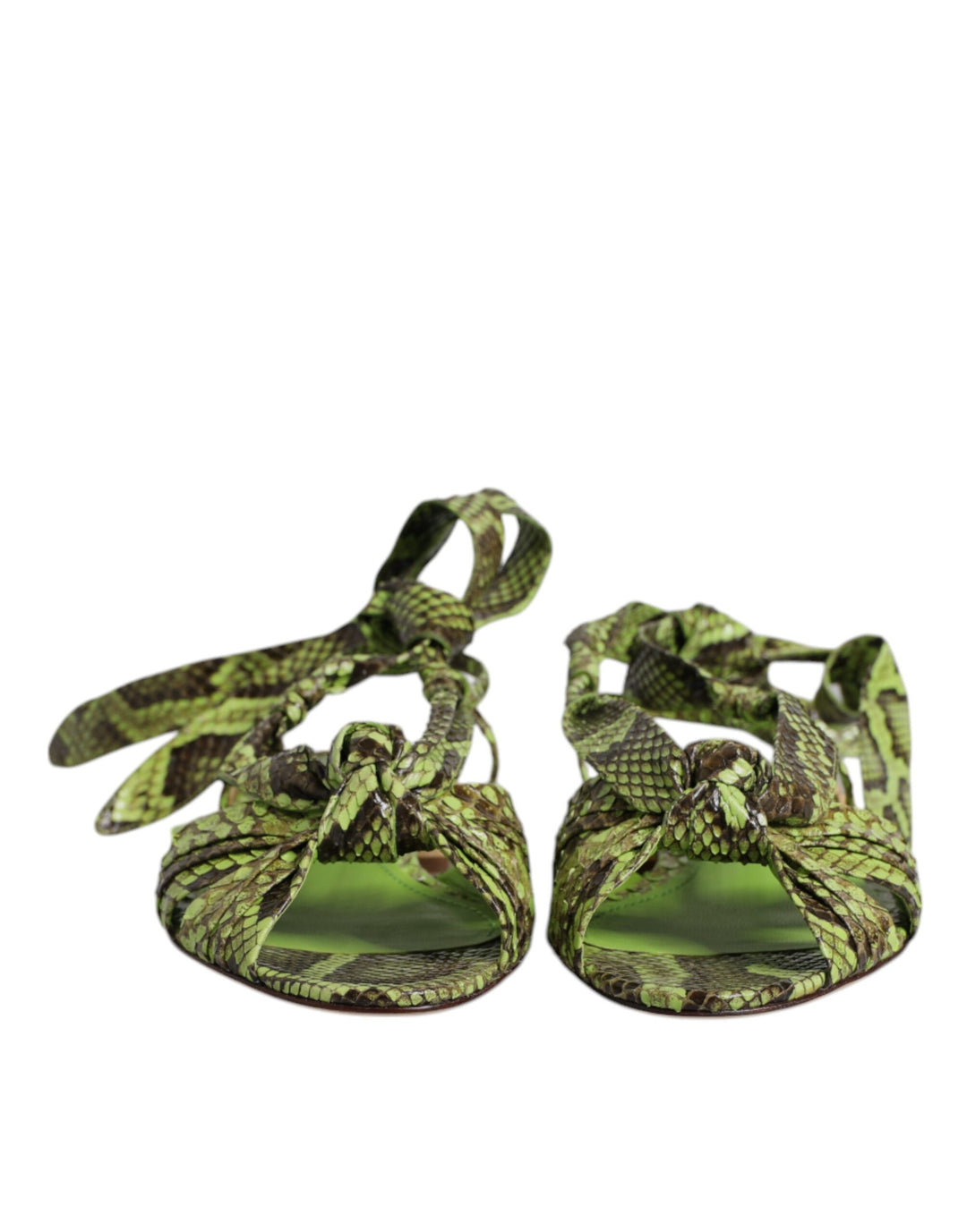 Green Animal Print Ankle Wrap Sandals Shoes