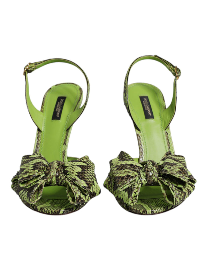Green Python Leather Heels Sandals Shoes