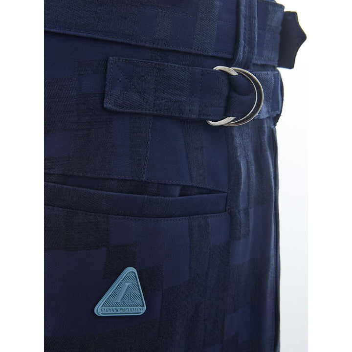 Emporio Armani Blue Linen Casual Pants