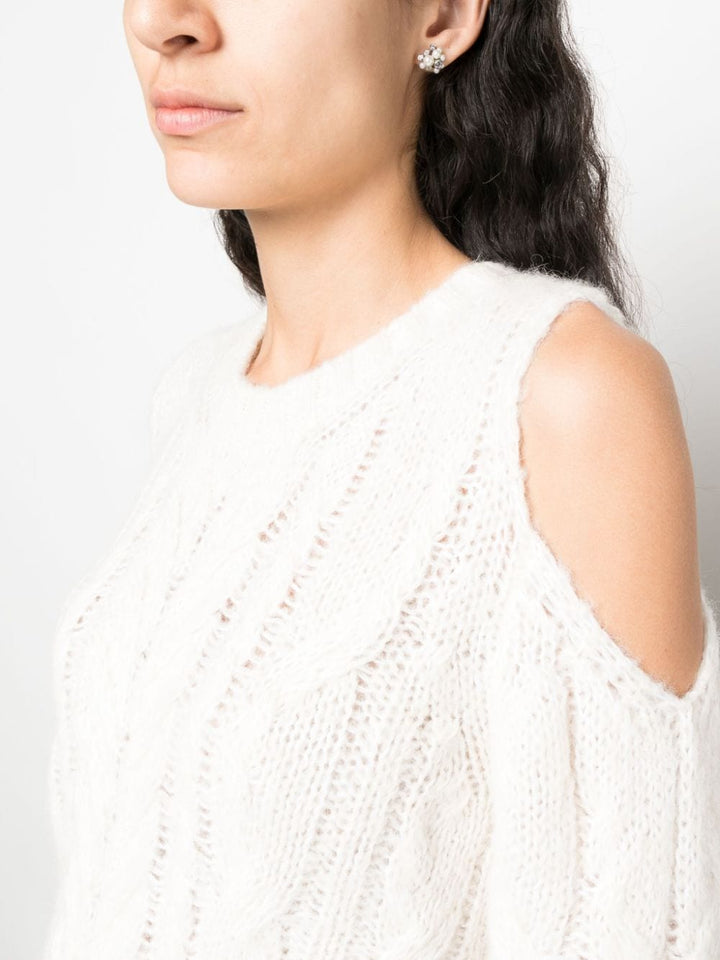 PAROSH off-shoulder crochet jumper-4