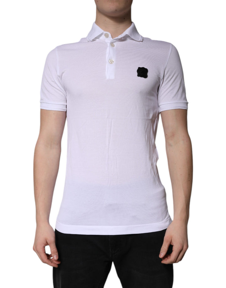 White Cotton Logo Collared Polo T-shirt