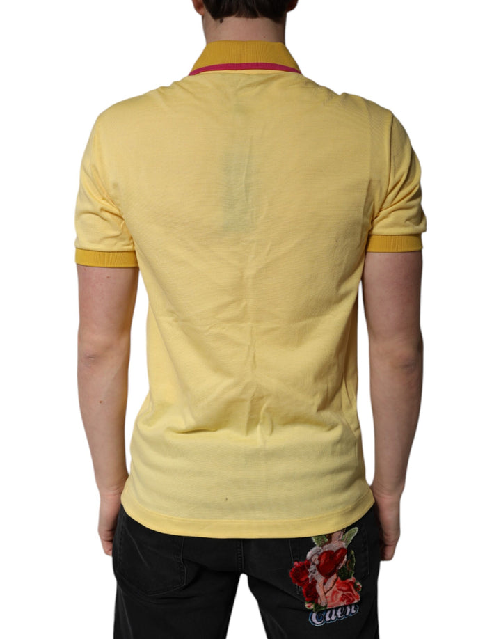 Yellow Cotton Logo Collared Polo T-shirt